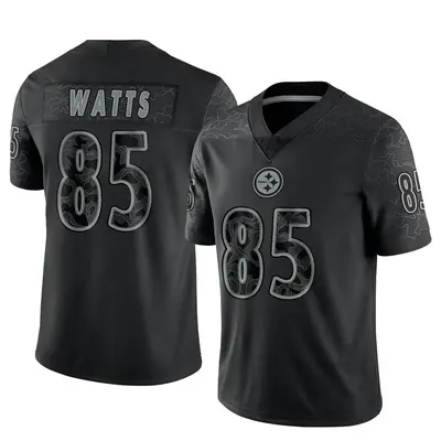 Men's Limited Duece Watts Pittsburgh Steelers Black Reflective Jersey