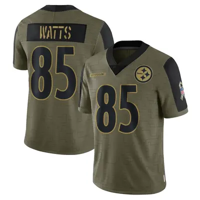 Men's Limited Duece Watts Pittsburgh Steelers Olive 2021 Salute To Service Jersey