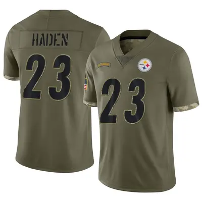 Men's Limited Joe Haden Pittsburgh Steelers Olive 2022 Salute To Service Jersey