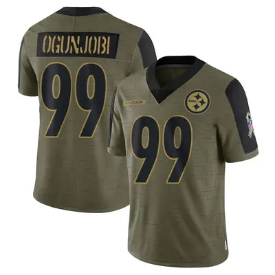 Men's Limited Larry Ogunjobi Pittsburgh Steelers Olive 2021 Salute To Service Jersey