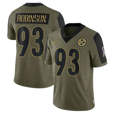 Men's Limited Mark Robinson Pittsburgh Steelers Olive 2021 Salute To Service Jersey