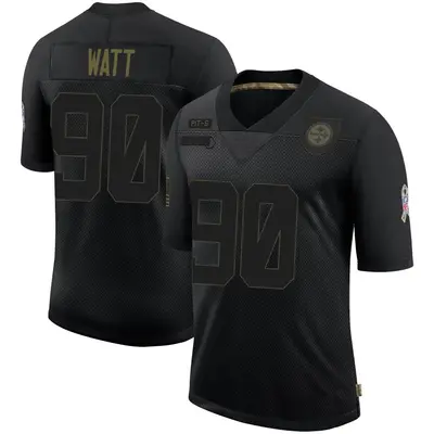 Men's Limited T.J. Watt Pittsburgh Steelers Black 2020 Salute To Service Jersey