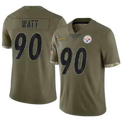 Men's Limited T.J. Watt Pittsburgh Steelers Olive 2022 Salute To Service Jersey