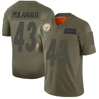 Men's Limited Troy Polamalu Pittsburgh Steelers Camo 2019 Salute to Service Jersey