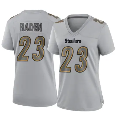 Women's Game Joe Haden Pittsburgh Steelers Gray Atmosphere Fashion Jersey