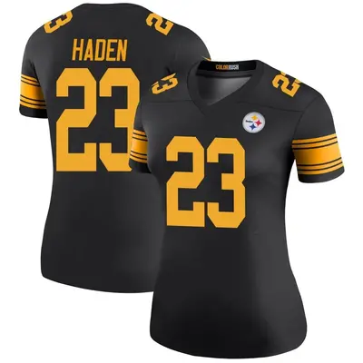 Women's Legend Joe Haden Pittsburgh Steelers Black Color Rush Jersey