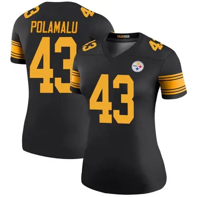Women's Legend Troy Polamalu Pittsburgh Steelers Black Color Rush Jersey