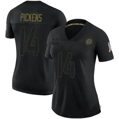 Women's Limited George Pickens Pittsburgh Steelers Black 2020 Salute To Service Jersey