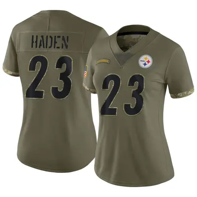 Women's Limited Joe Haden Pittsburgh Steelers Olive 2022 Salute To Service Jersey