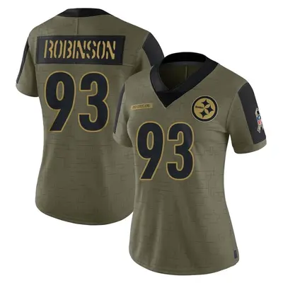 Women's Limited Mark Robinson Pittsburgh Steelers Olive 2021 Salute To Service Jersey