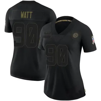 Women's Limited T.J. Watt Pittsburgh Steelers Black 2020 Salute To Service Jersey