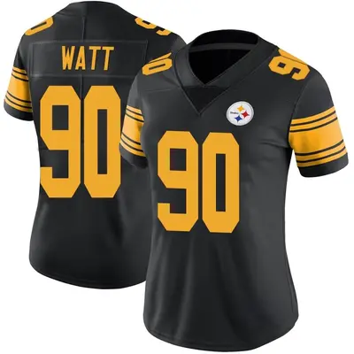 Women's Limited T.J. Watt Pittsburgh Steelers Black Color Rush Jersey