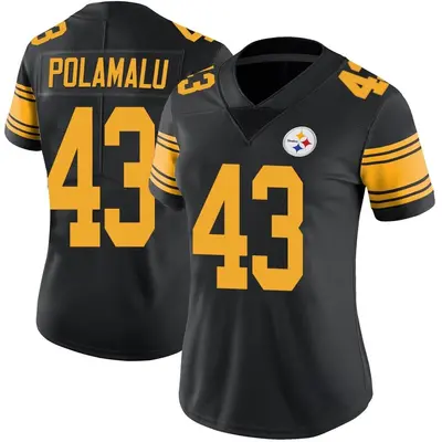 Women's Limited Troy Polamalu Pittsburgh Steelers Black Color Rush Jersey