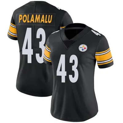 Women's Limited Troy Polamalu Pittsburgh Steelers Black Team Color Vapor Untouchable Jersey