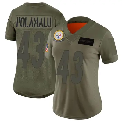 Women's Limited Troy Polamalu Pittsburgh Steelers Camo 2019 Salute to Service Jersey