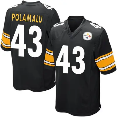 Youth Game Troy Polamalu Pittsburgh Steelers Black Team Color Jersey