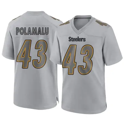Youth Game Troy Polamalu Pittsburgh Steelers Gray Atmosphere Fashion Jersey