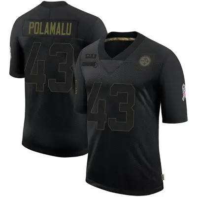 Youth Limited Troy Polamalu Pittsburgh Steelers Black 2020 Salute To Service Jersey
